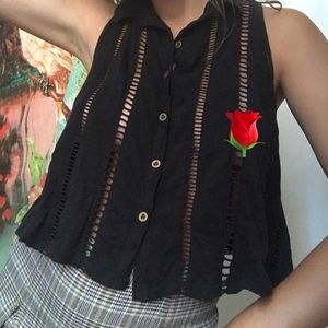 Free people Collared black button down vest tank